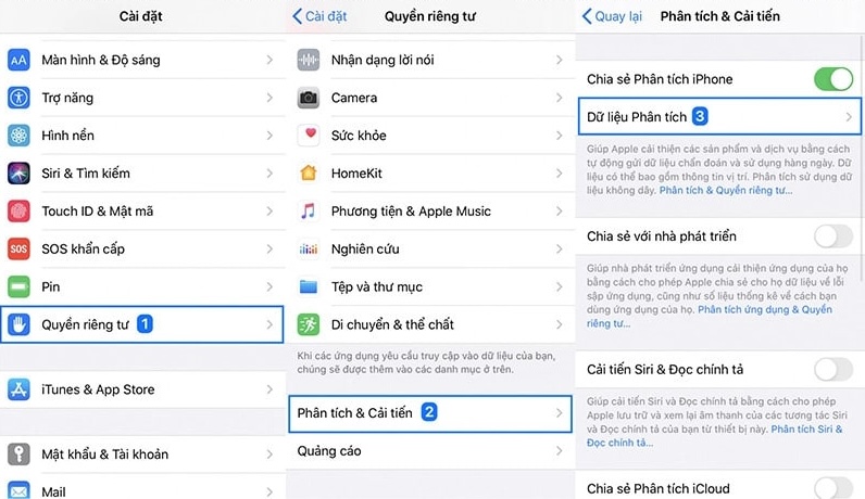 Sử dụng mục Phân tích & Cải tiến trong Cài đặt